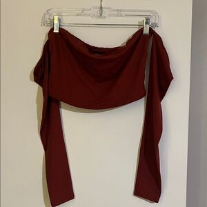Rust Off-Shoulder Long Sleeve Tube Top